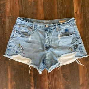 American Eagle Vintage Hi-Rise Graffiti Cut Off Shorts